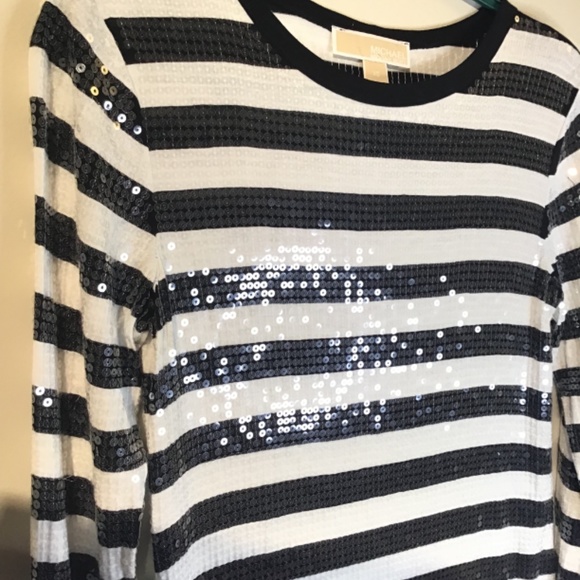 Micheal Kors Black and white striped sequin dress size xs - Picture 2 of 15